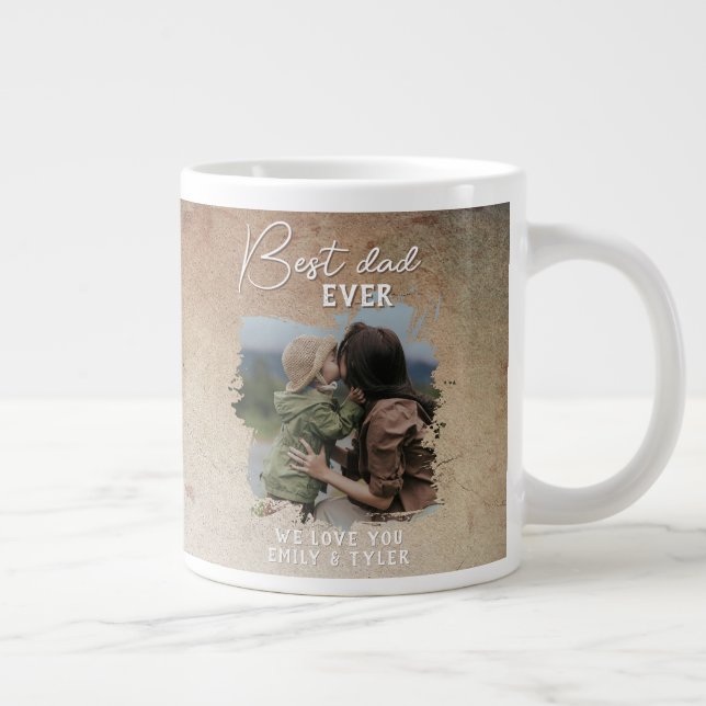 Grande Tasse Rustique Meilleur papa Famille Photo Fête du Père` (Droite)