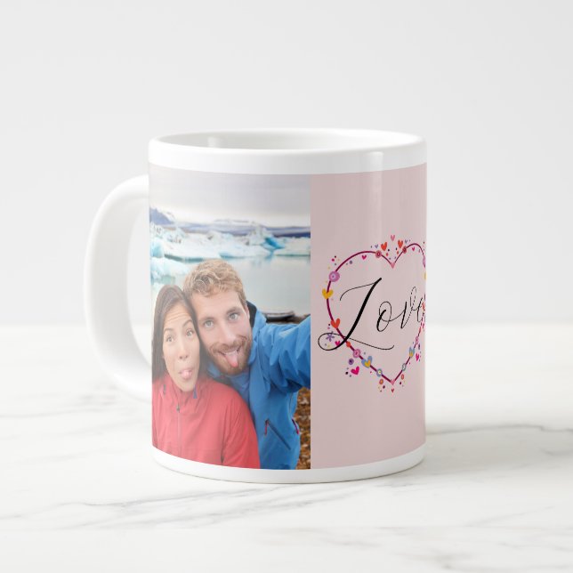 Grande Tasse Saint Valentin Amour du coeur 2 Photos (Devant gauche)