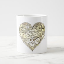Saint-Valentin cœur floral doré vintage