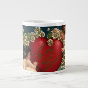 Grande Tasse Saint-Valentin vintage victorien Chérubins au Para