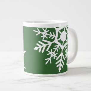 Grande Tasse Saison festive Étoiles de neige blanches et vertes