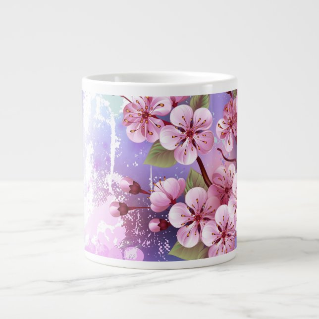 Grande Tasse Sakura rose sur la peinture Arrière - plan (Devant)