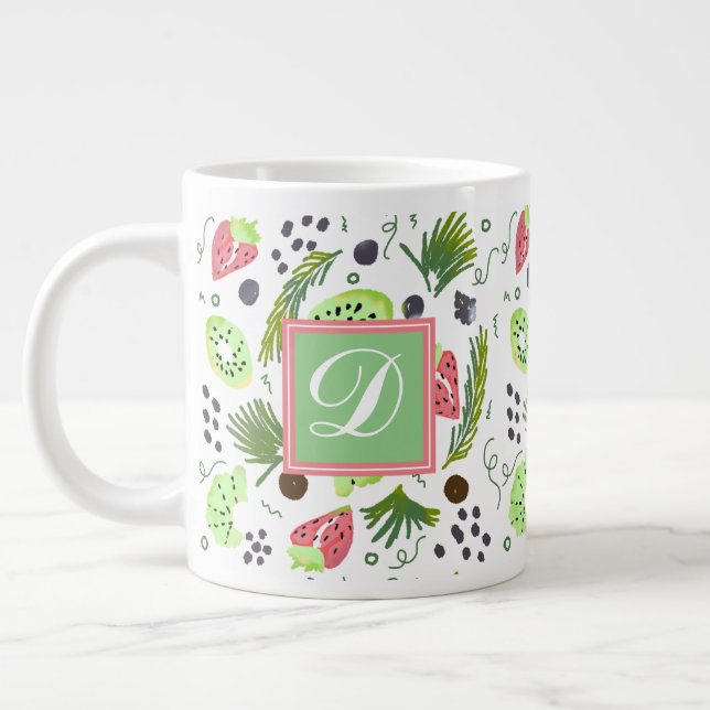 Grande Tasse Salade de fruits mignon Kiwi Fraises Doodoro Monog (Gauche)