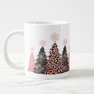 Grande Tasse Sapins de Noël à Imprimé Léopard Glamour