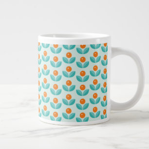 Grande Tasse Scandinave Style Motif géométrique orange