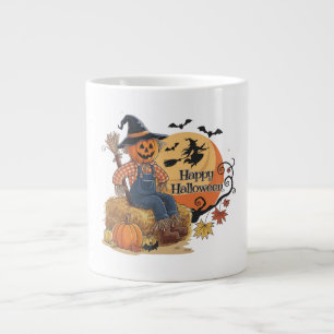 Grande Tasse Scarecrow Citrouille Halloween Vibes rustiques Art