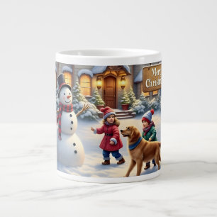 Grande Tasse Scène d'art de Noël enneigée et cosy