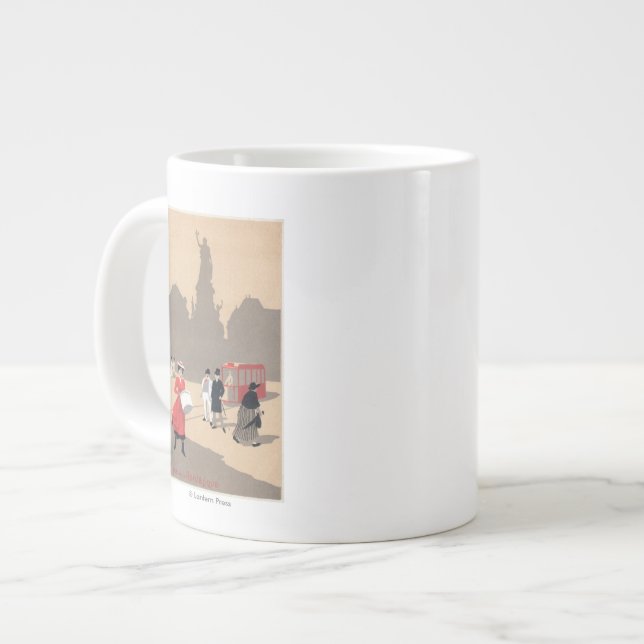 Grande Tasse Scène d'art déco de Place de la Republique (Devant gauche)
