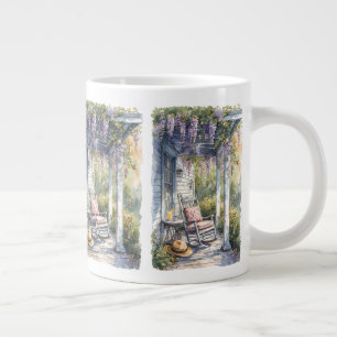 Grande Tasse Scène de chaise berçante sous la glycine sur une v