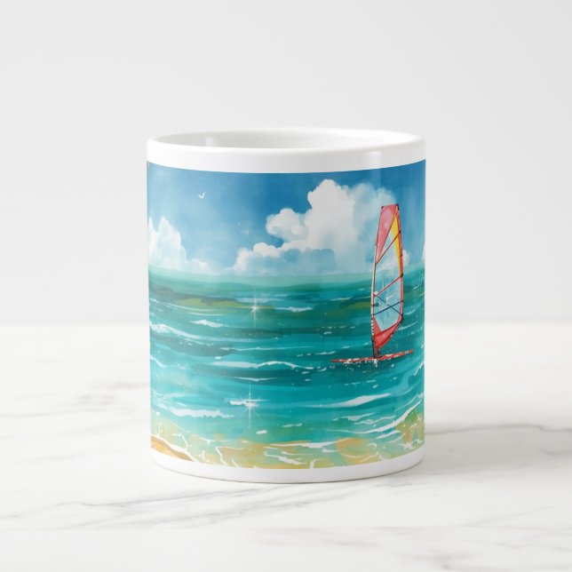 Grande Tasse Scène de vent de surf calme (Devant)