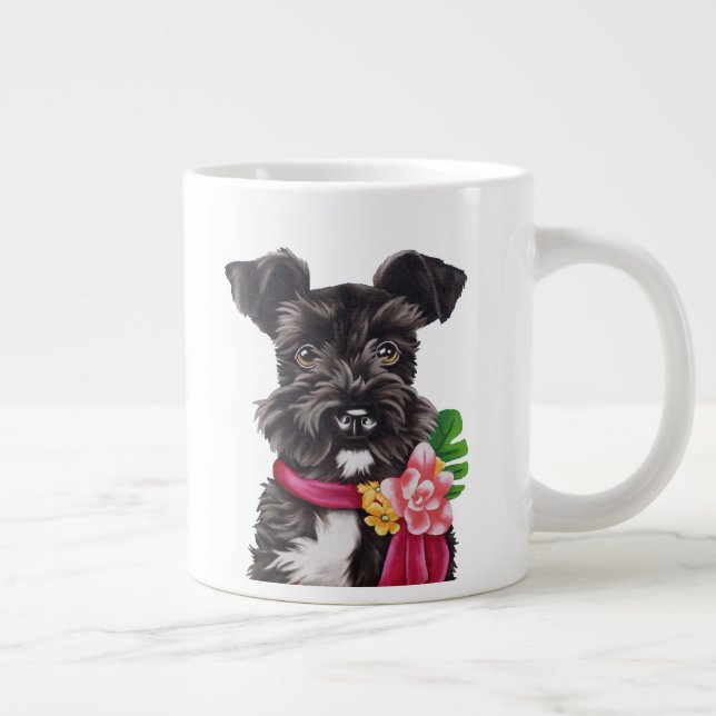 Grande Tasse Schnauzer à fleurs (Droite)