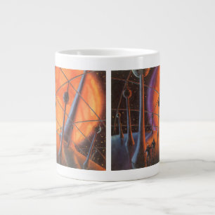 Grande Tasse Science-fiction vintage, soleil orange et extrater