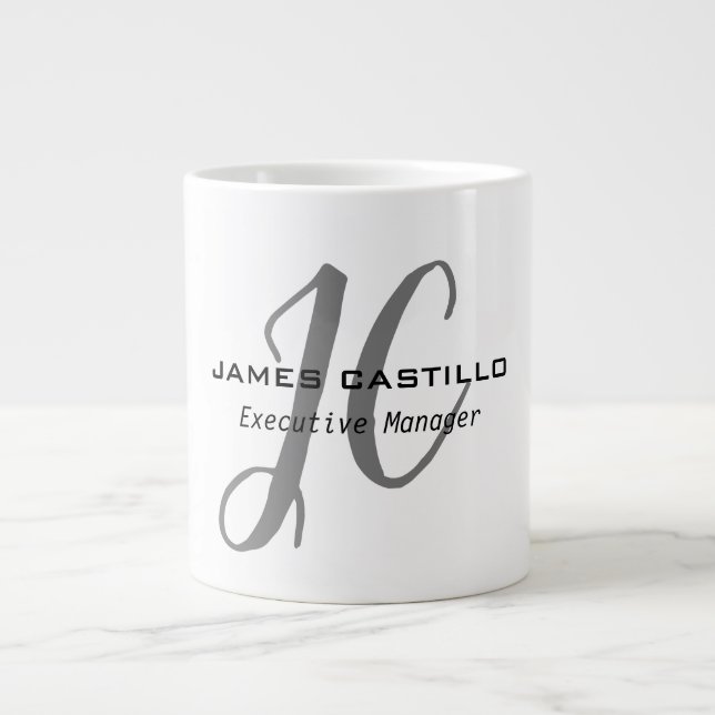 Grande Tasse Script de calligraphie Monogramme moderne professi (Devant)