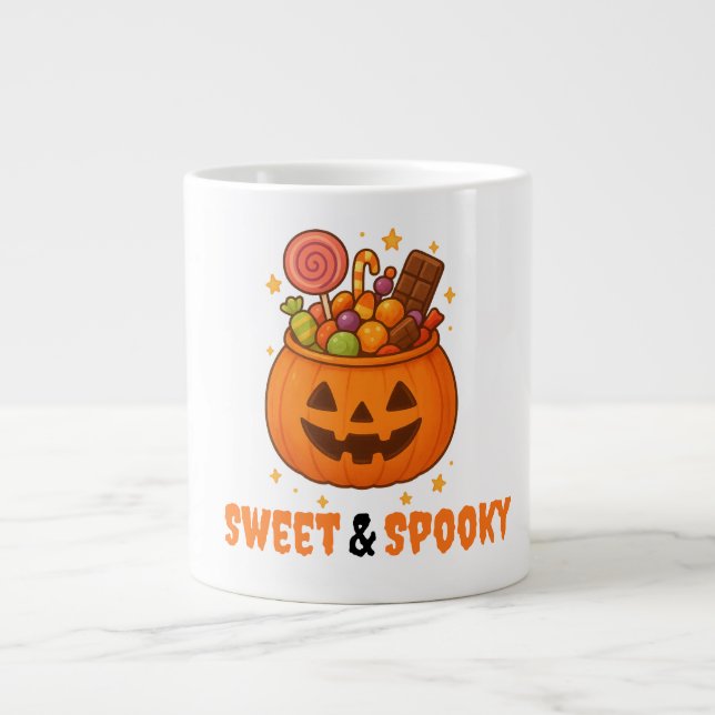 Grande Tasse Seau citrouille plein de sucré - Halloween (Devant)