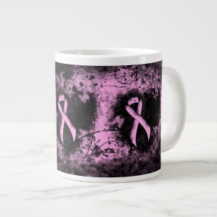 Grande Tasse Sensibilisation rose Ruban Grunge Coeur
