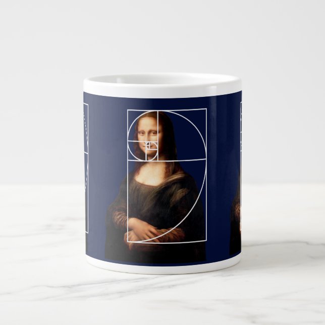 Grande Tasse Séquence Leonardo da Vinci Mona Lisa Fibonacci (Devant)