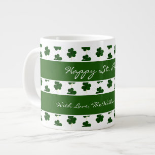 Grande Tasse Shamrock Clover Motif texte personnalisé St. Patri