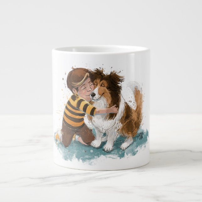 Grande Tasse Sheltie and Boy Dog Hug (Devant)