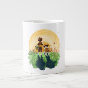Grande Tasse Sheltie Dog and Boy Walk in Sunset