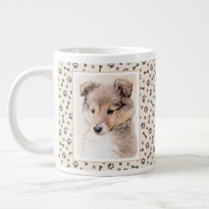Grande Tasse Shetland Sheepdog Puppy Peinture Chien original ar