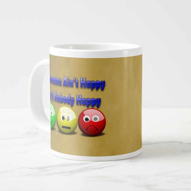 Grande Tasse Si maman n'est pas heureuse de dire avec Emojis (Devant gauche)