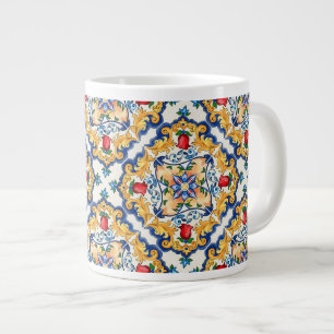 Grande Tasse Sicilienne Majolica Motif de carreaux colorés