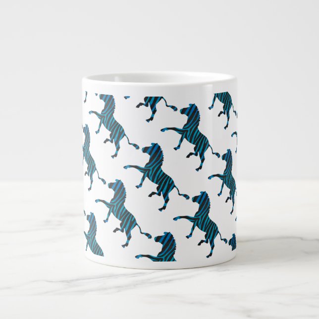Grande Tasse Silhouette noire et bleue Zebra (Devant)