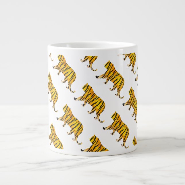 Grande Tasse Silhouette Tiger noir et orange (Devant)