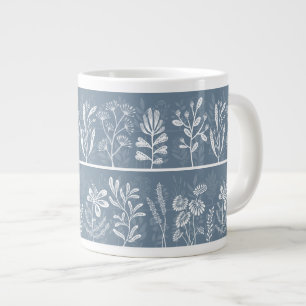 Grande Tasse Silhouettes botaniques fantaisistes bleu poussiére