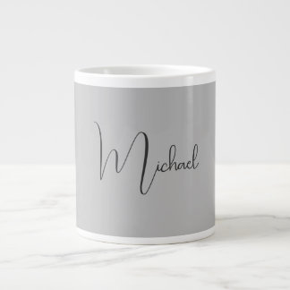 Grande Tasse Silver Color Elegant Grey Calligraphy Nom du scrip