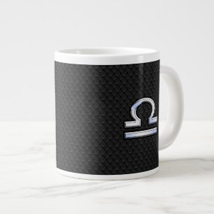 Grande Tasse Silver Libra Zodiac Connexion en noir style peau d
