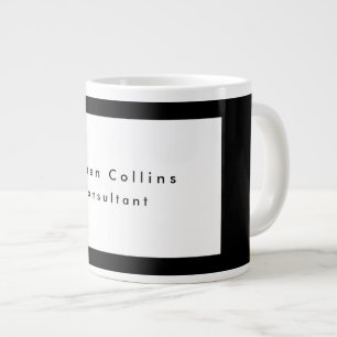 Grande Tasse Simple Bordure Noire Blanc Minimaliste Moderne