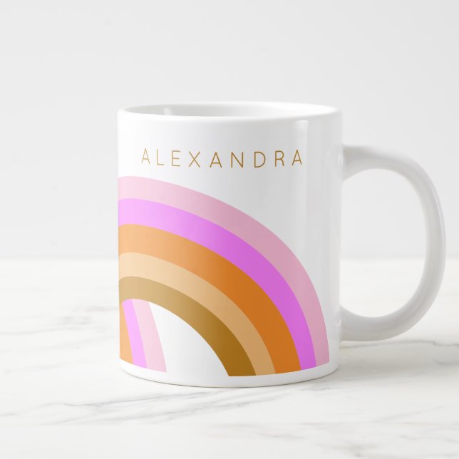 Grande Tasse Simple Cute Retro Orange Rainbow Personnalisé  (Droite)