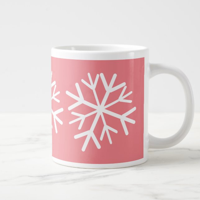 Grande Tasse Simple flocon de neige blanc rose (Droite)