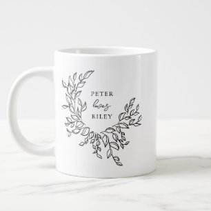 Grande Tasse Simple Logique Script Botanique Wreath Couples Pho