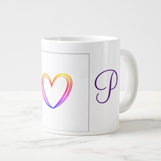 Grande Tasse simple minimum ajouter votre texte monogramme phot (Devant droit)