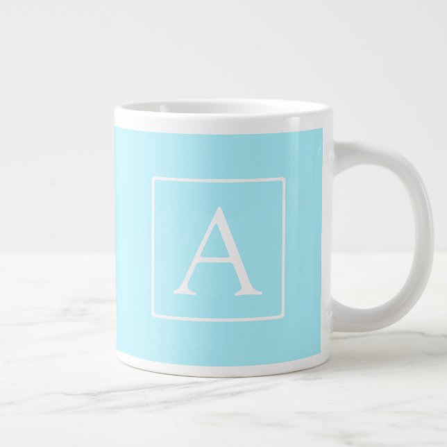 Grande Tasse Simple Monogramme Bleu Ciel (Droite)