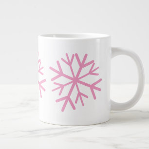 Grande Tasse Simple Snowflake main tiré rose blanc