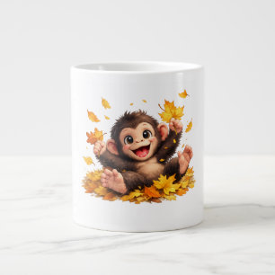 Grande Tasse Singe souriant aux grands yeux ludique tropical