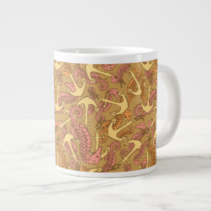 Grande Tasse Sketchy Seahorse Et Ancre Motif