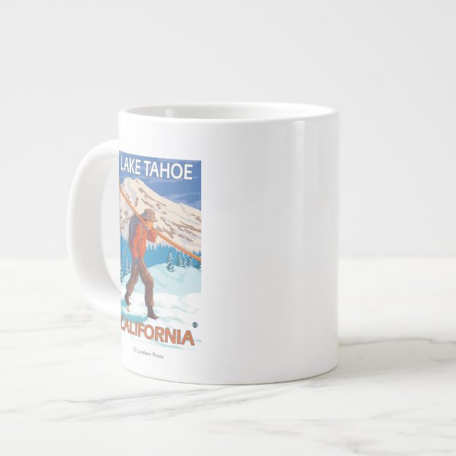 Grande Tasse Skier transportant ski de neige - Lake Tahoe, Cali (Devant gauche)