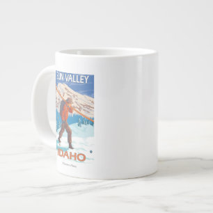 Grande Tasse Skier transportant ski de neige - Vintage voyage 2