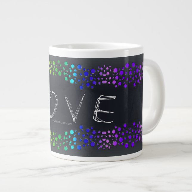 Grande Tasse SlipperyJoe amour bulles rouge orange jaune vert c (Devant droit)
