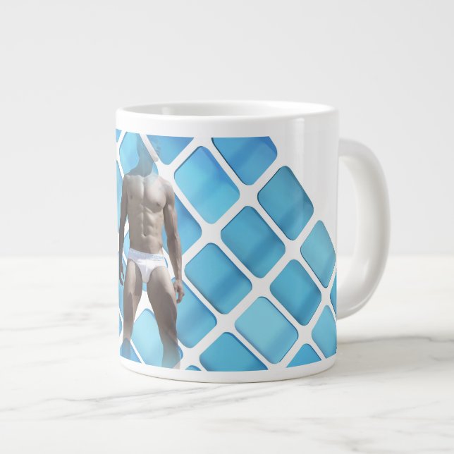Grande Tasse SlipperyJoe musculaire homme six pack abs mâle bla (Devant droit)