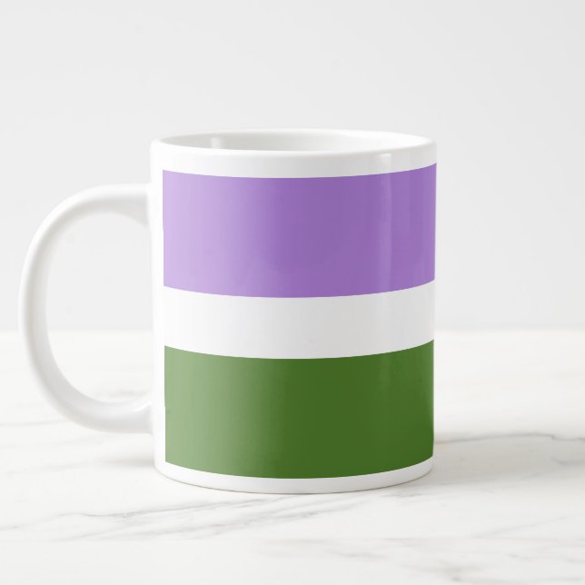 Grande Tasse SlipperyJoe's Genderqueer Pride Couleurs du drapea (Gauche)