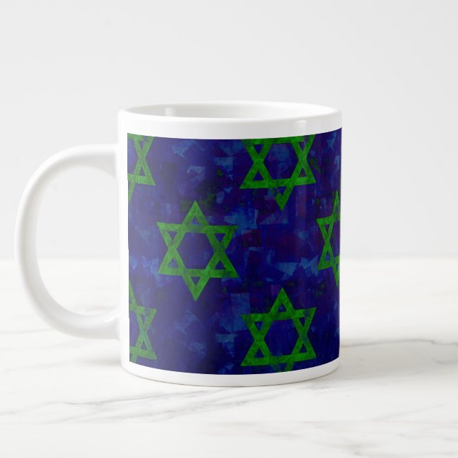 Grande Tasse SlipperyJoe's Hanukkah rangées vertes Étoiles de D (Gauche)