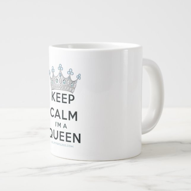 Grande Tasse SlipperyJoe's Keep Calm Queen couronne joyaux a (Devant droit)