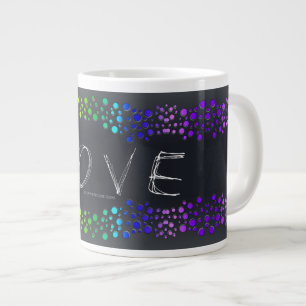 Grande Tasse SlipperyJoe's scribbled love word rainbow gradient