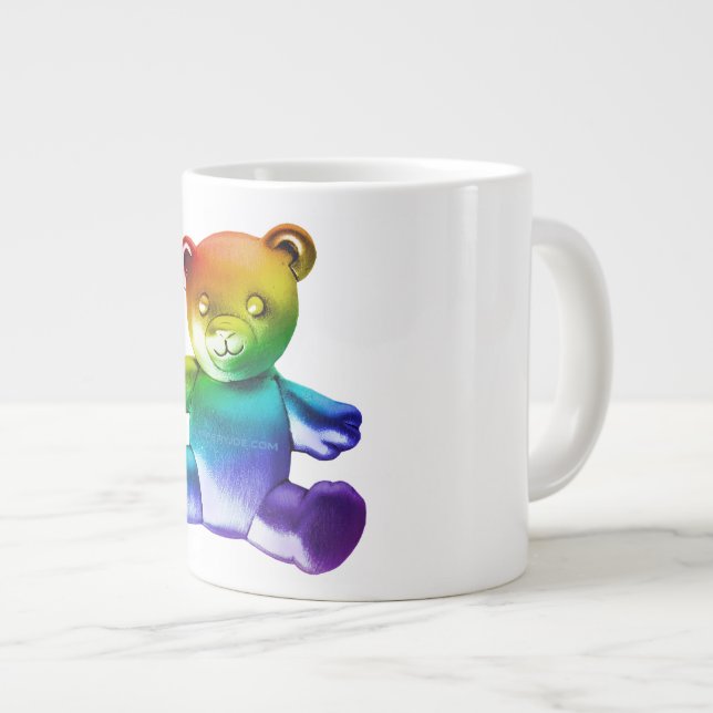 Grande Tasse SlipperyL'ours en peluche brossé de Joe gra arc-en (Devant droit)
