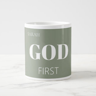 Grande Tasse Slogan de dicton de foi de Dieu vert moderne sage